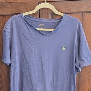 Polo by Ralph Lauren Men's Blue Tee with Green Logo